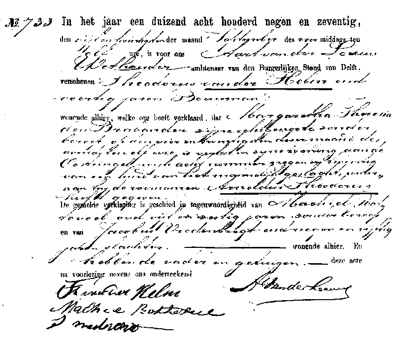 18790925 geb akte 733 Arnoldus T zv T vd Helm - MT d Brabander